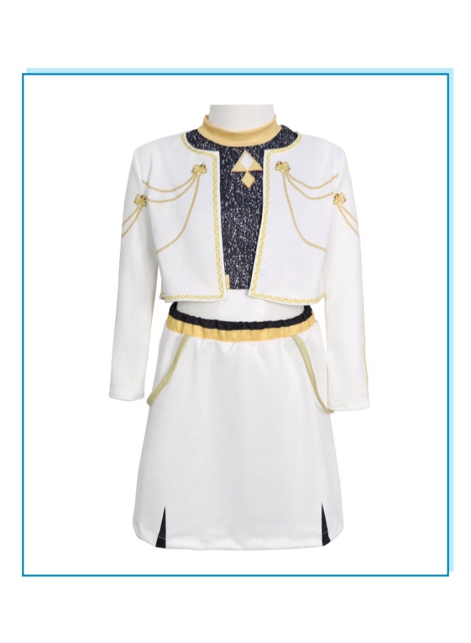 KPop Demon Hunters Zoey K-Pop Demon Hunters Cosplay Costume with Cropped Jacket and Skirt Set, Idol-Inspired Performance Outfit for Fans, Stage Shows and Costume Parties 11to13 years 150cm - Image 3